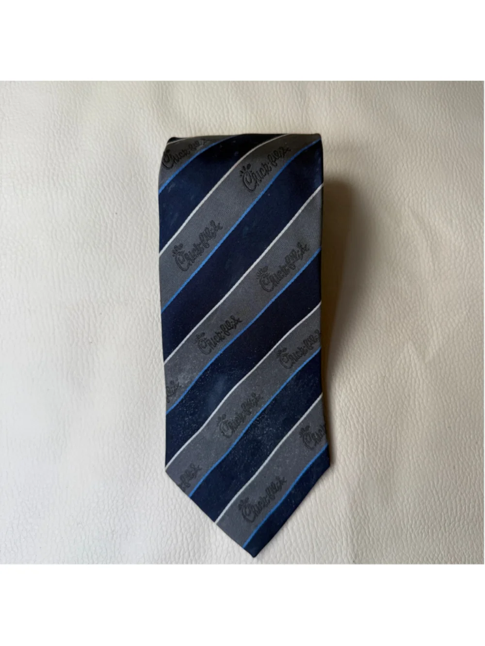 Chick-fil-A Pensacola University Oobe Tie Navy Gray Logo Mens Necktie